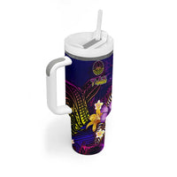 Tahiti French Polynesia Tumbler With Handle Whale Hibiscus Polynesian DT02 - Polynesian Pride