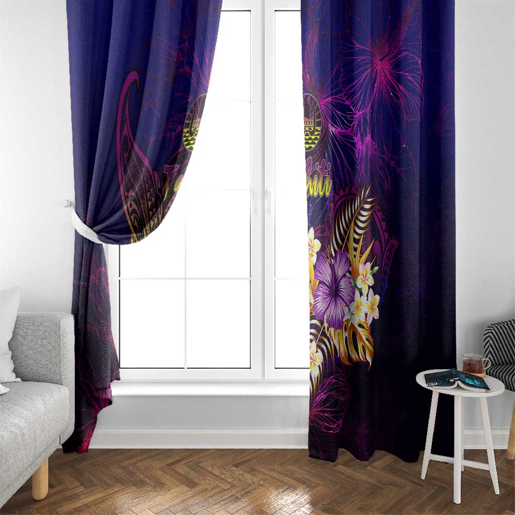 Tahiti French Polynesia Window Curtain Whale Hibiscus Polynesian