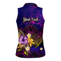 Tahiti French Polynesia Women Sleeveless Polo Shirt Whale Hibiscus Polynesian DT02 - Polynesian Pride