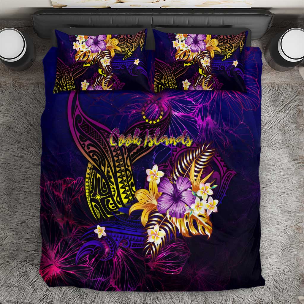 Cook Islands Bedding Set Whale Hibiscus Polynesian DT02 Purple - Polynesian Pride
