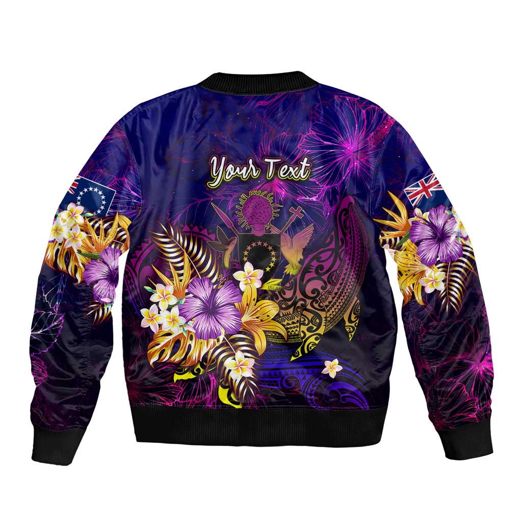 Cook Islands Bomber Jacket Whale Hibiscus Polynesian DT02 - Polynesian Pride