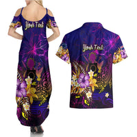 Cook Islands Couples Matching Summer Maxi Dress and Hawaiian Shirt Whale Hibiscus Polynesian
