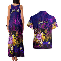 Cook Islands Couples Matching Tank Maxi Dress and Hawaiian Shirt Whale Hibiscus Polynesian DT02 - Polynesian Pride