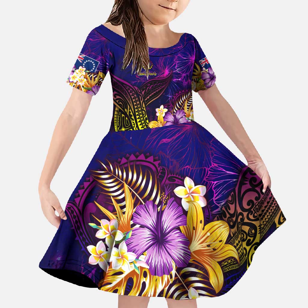Cook Islands Family Matching Long Sleeve Bodycon Dress and Hawaiian Shirt Whale Hibiscus Polynesian