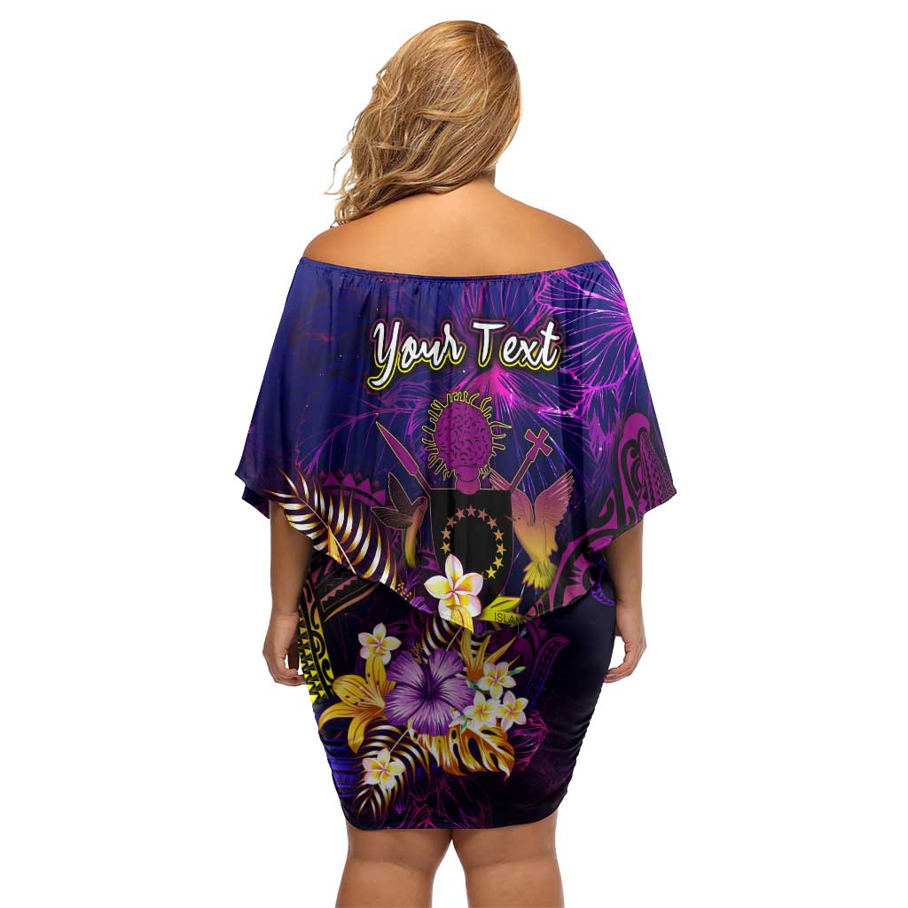 Cook Islands Family Matching Off Shoulder Short Dress and Hawaiian Shirt Whale Hibiscus Polynesian