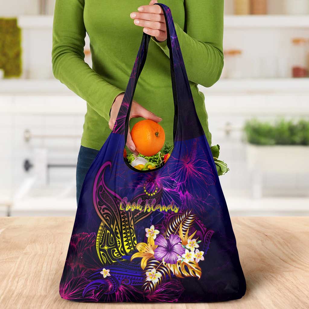 Cook Islands Grocery Bag Whale Hibiscus Polynesian DT02 - Polynesian Pride