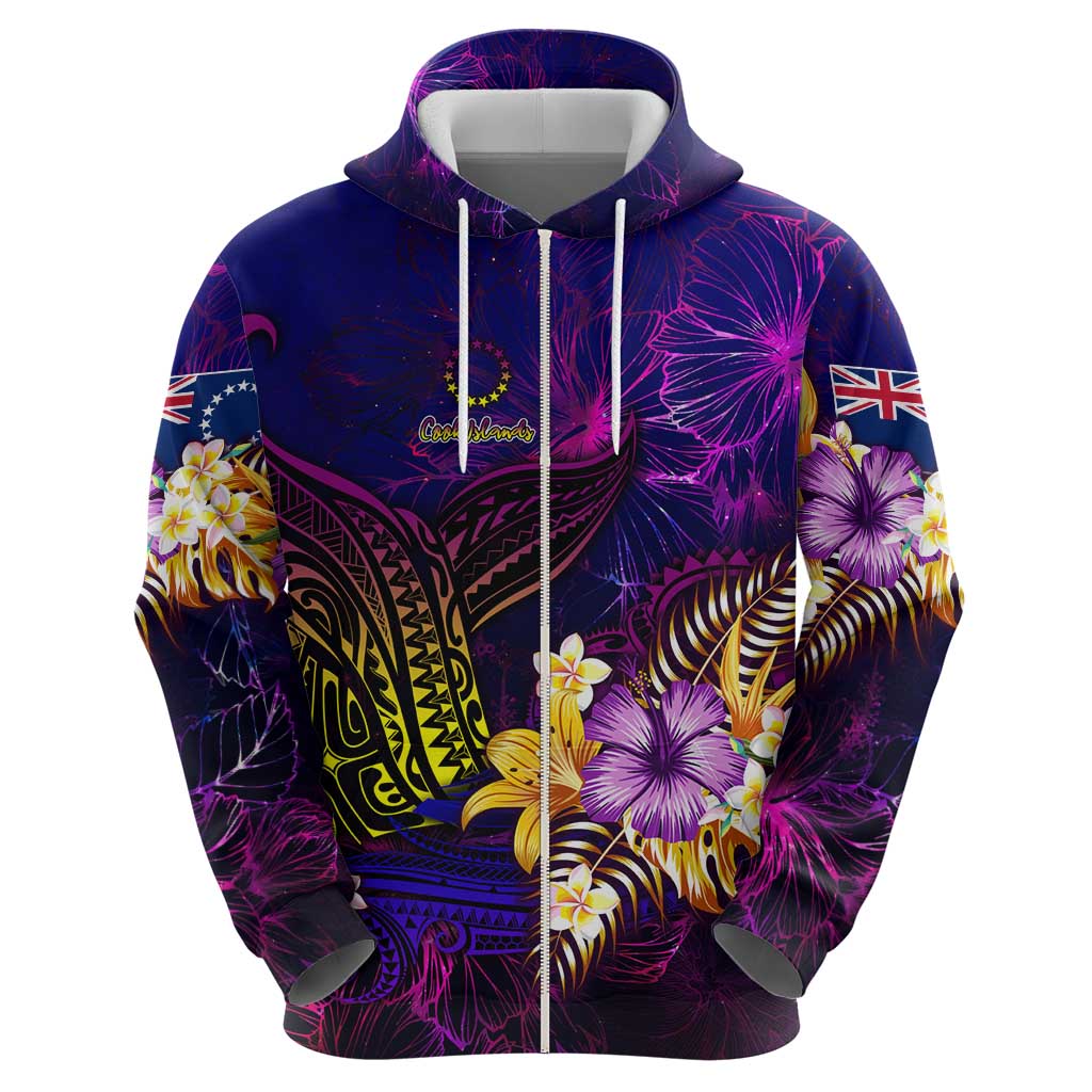 Cook Islands Hoodie Whale Hibiscus Polynesian DT02 - Polynesian Pride
