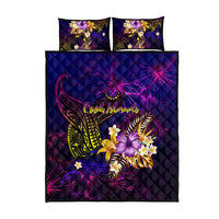 Cook Islands Quilt Bed Set Whale Hibiscus Polynesian
