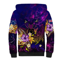 Cook Islands Sherpa Hoodie Whale Hibiscus Polynesian