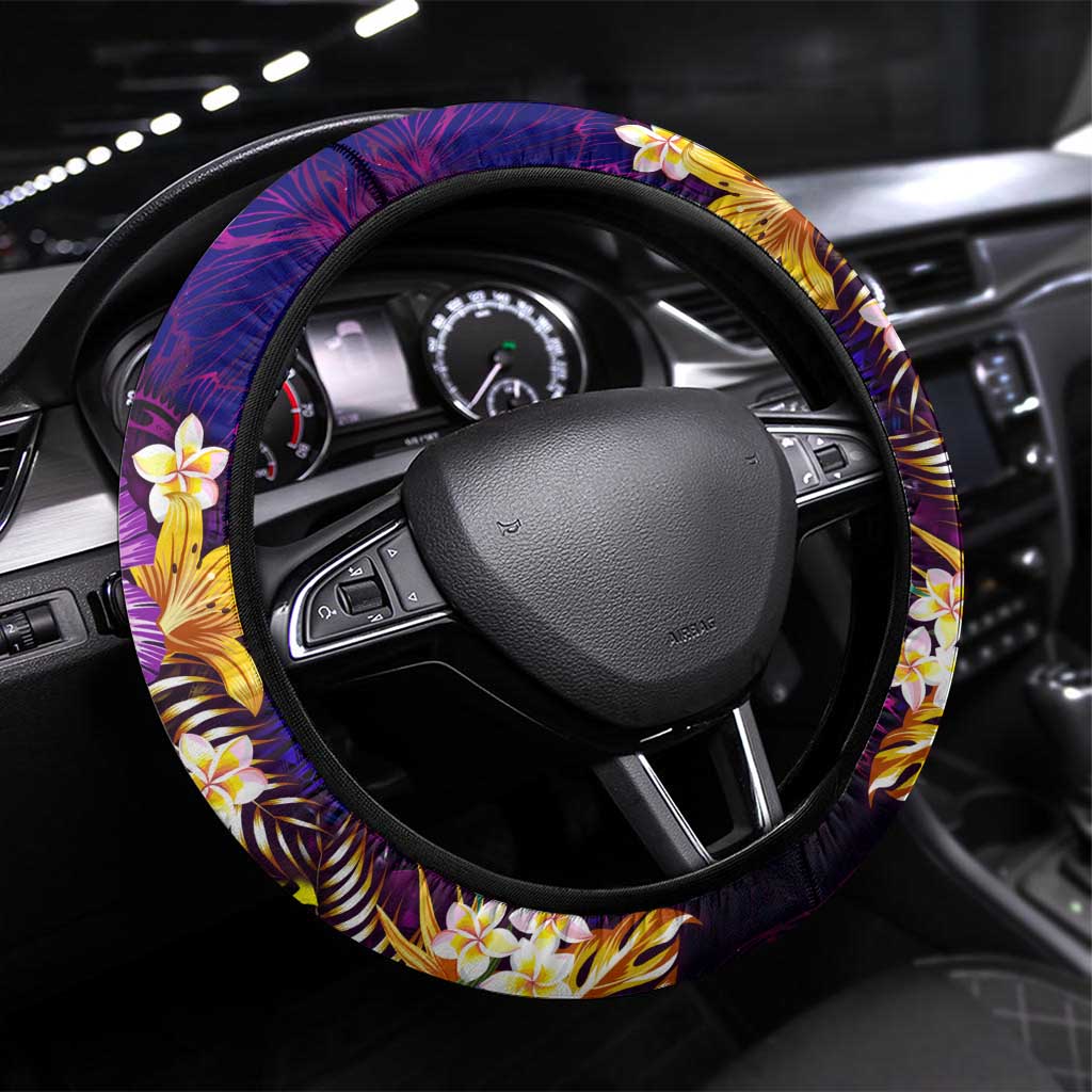Cook Islands Steering Wheel Cover Whale Hibiscus Polynesian