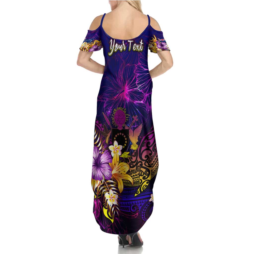Cook Islands Summer Maxi Dress Whale Hibiscus Polynesian