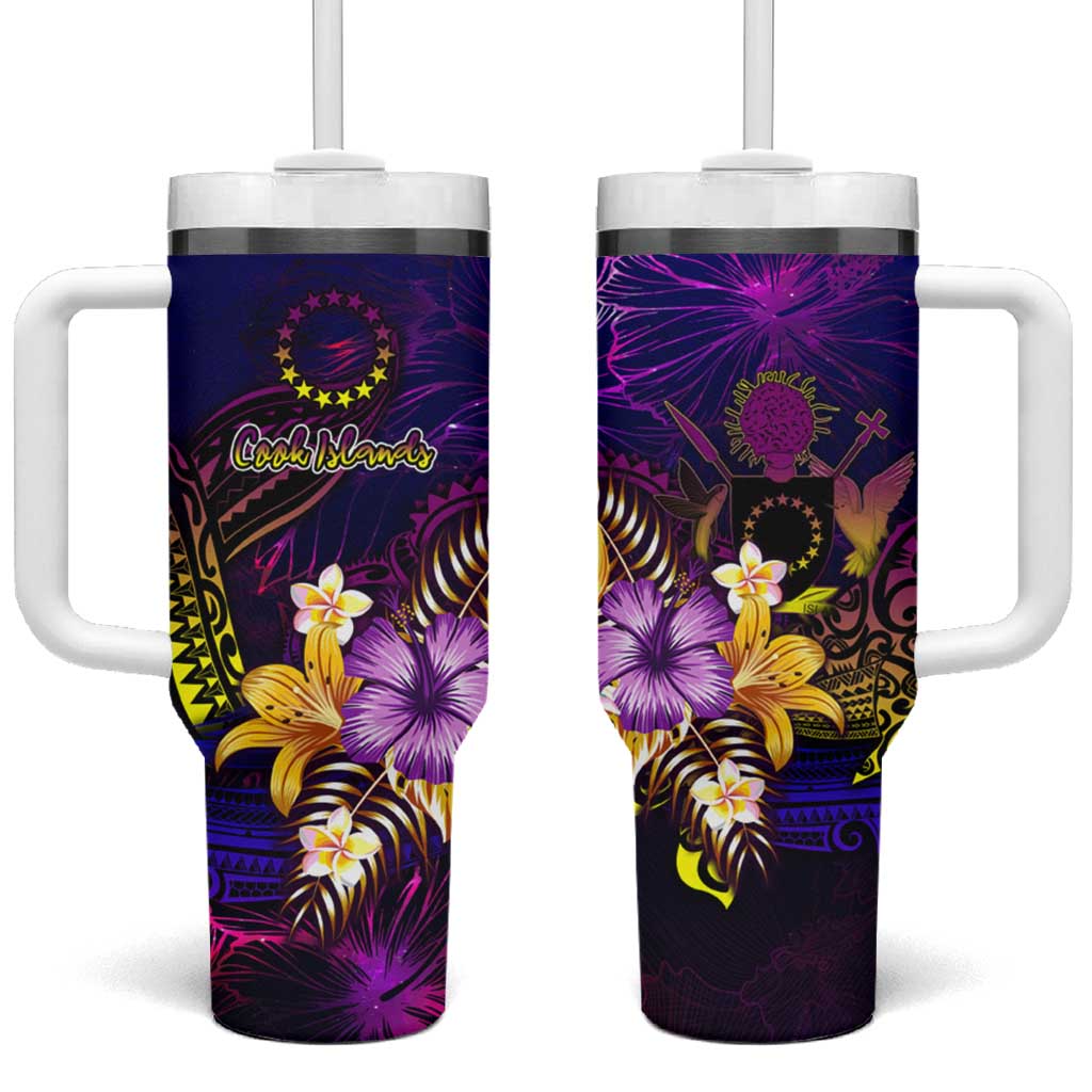 Cook Islands Tumbler With Handle Whale Hibiscus Polynesian DT02 One Size: 40 oz Purple - Polynesian Pride