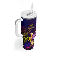 Cook Islands Tumbler With Handle Whale Hibiscus Polynesian DT02 - Polynesian Pride
