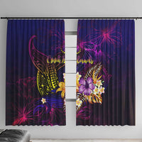 Cook Islands Window Curtain Whale Hibiscus Polynesian