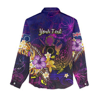 Cook Islands Women Casual Shirt Whale Hibiscus Polynesian