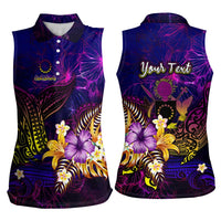 Cook Islands Women Sleeveless Polo Shirt Whale Hibiscus Polynesian DT02 - Polynesian Pride
