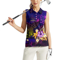 Cook Islands Women Sleeveless Polo Shirt Whale Hibiscus Polynesian DT02 - Polynesian Pride