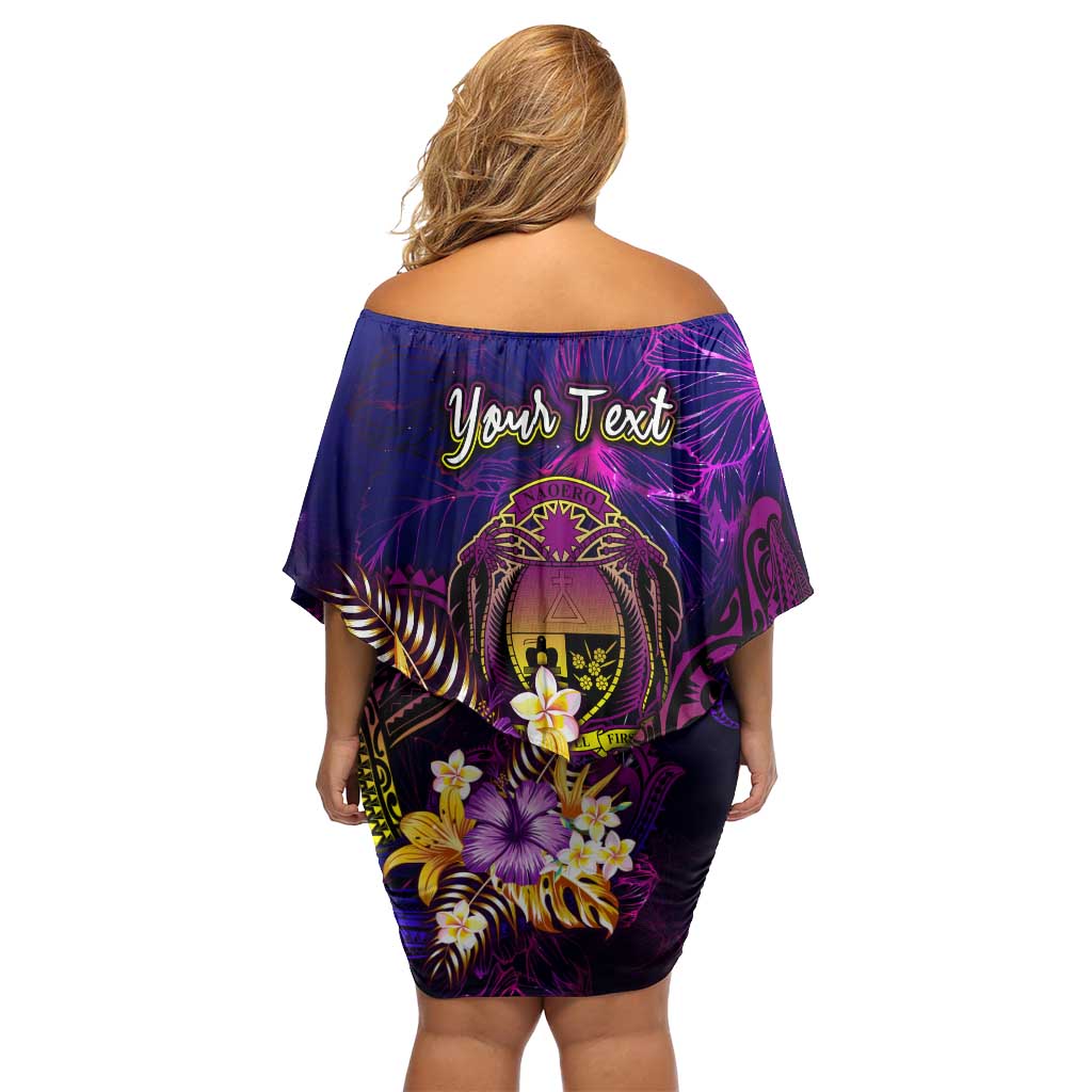 Nauru Family Matching Off Shoulder Short Dress and Hawaiian Shirt Whale Hibiscus Polynesian