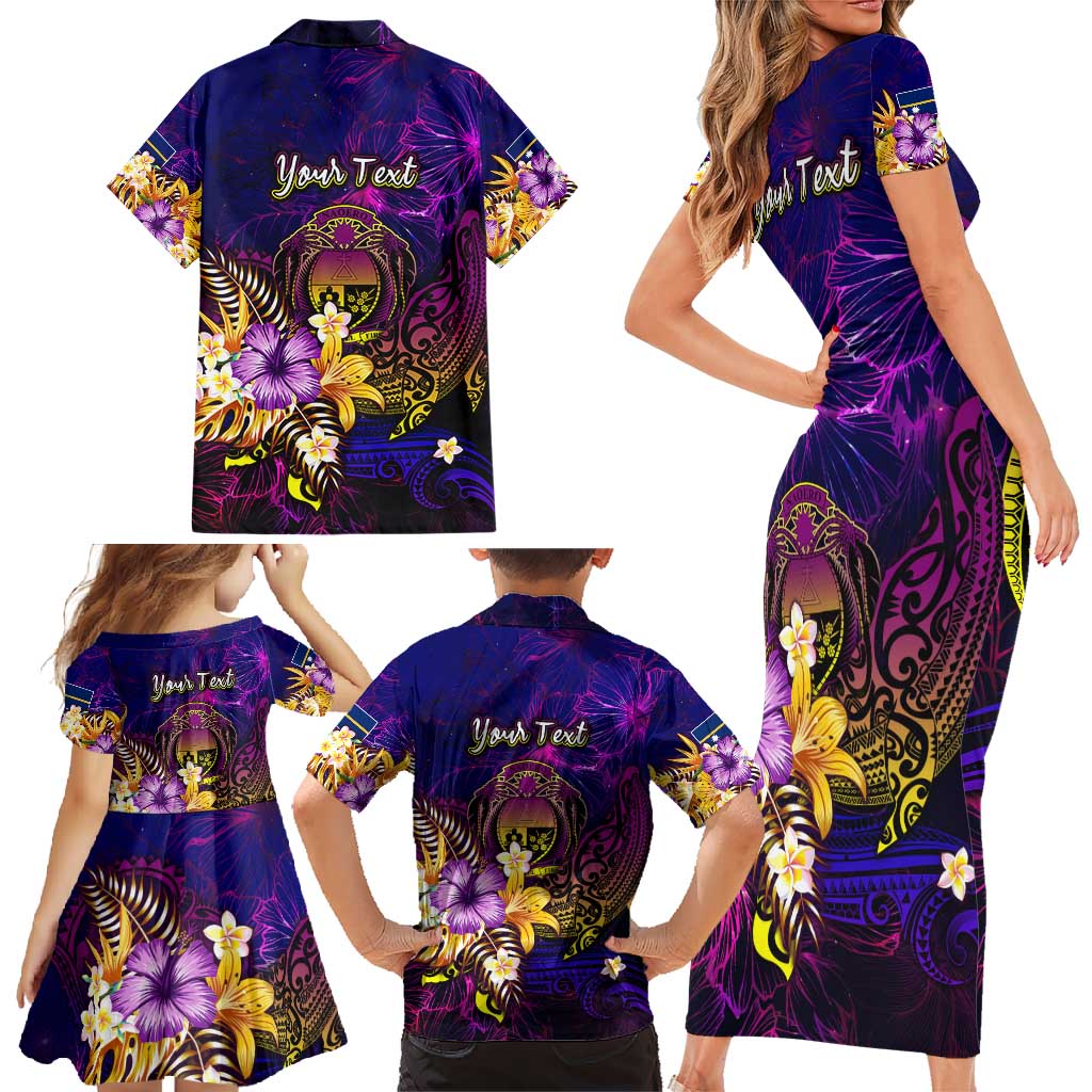 Nauru Family Matching Short Sleeve Bodycon Dress and Hawaiian Shirt Whale Hibiscus Polynesian