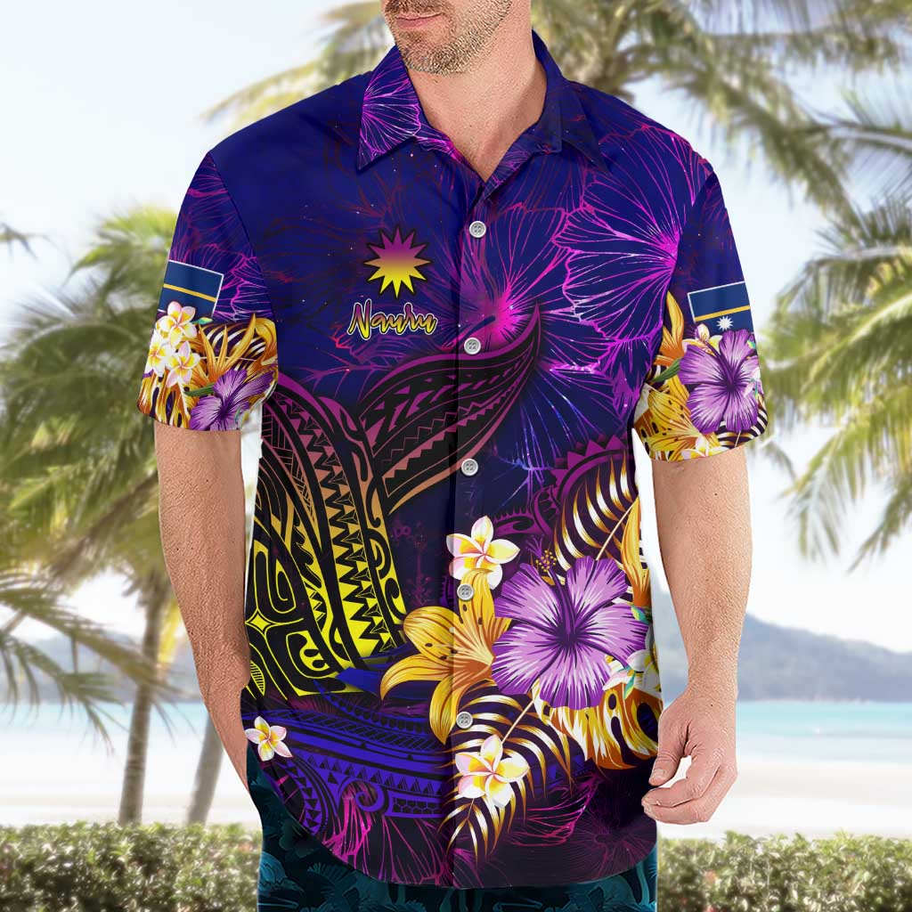 Nauru Hawaiian Shirt Whale Hibiscus Polynesian