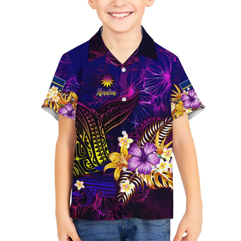 Nauru Hawaiian Shirt Whale Hibiscus Polynesian
