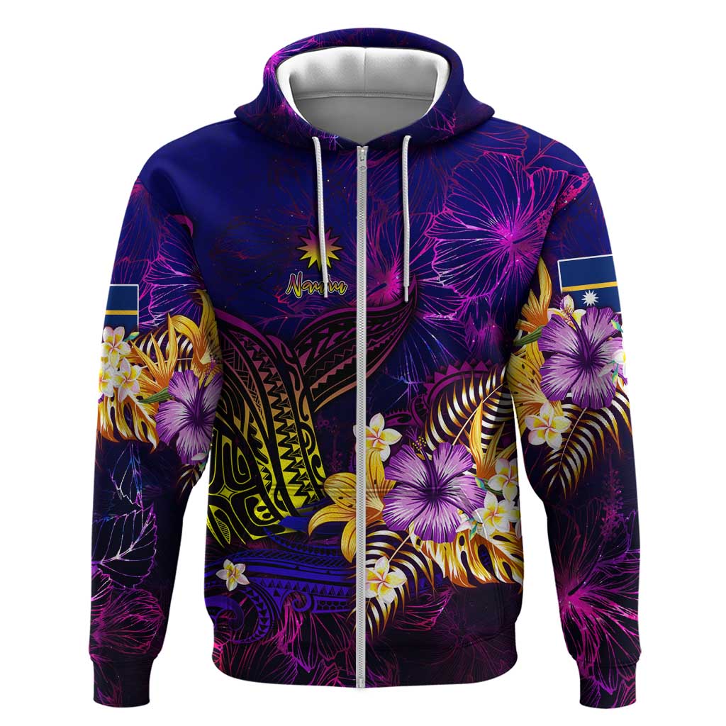 Nauru Hoodie Whale Hibiscus Polynesian