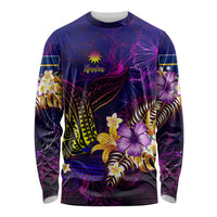 Nauru Long Sleeve Shirt Whale Hibiscus Polynesian