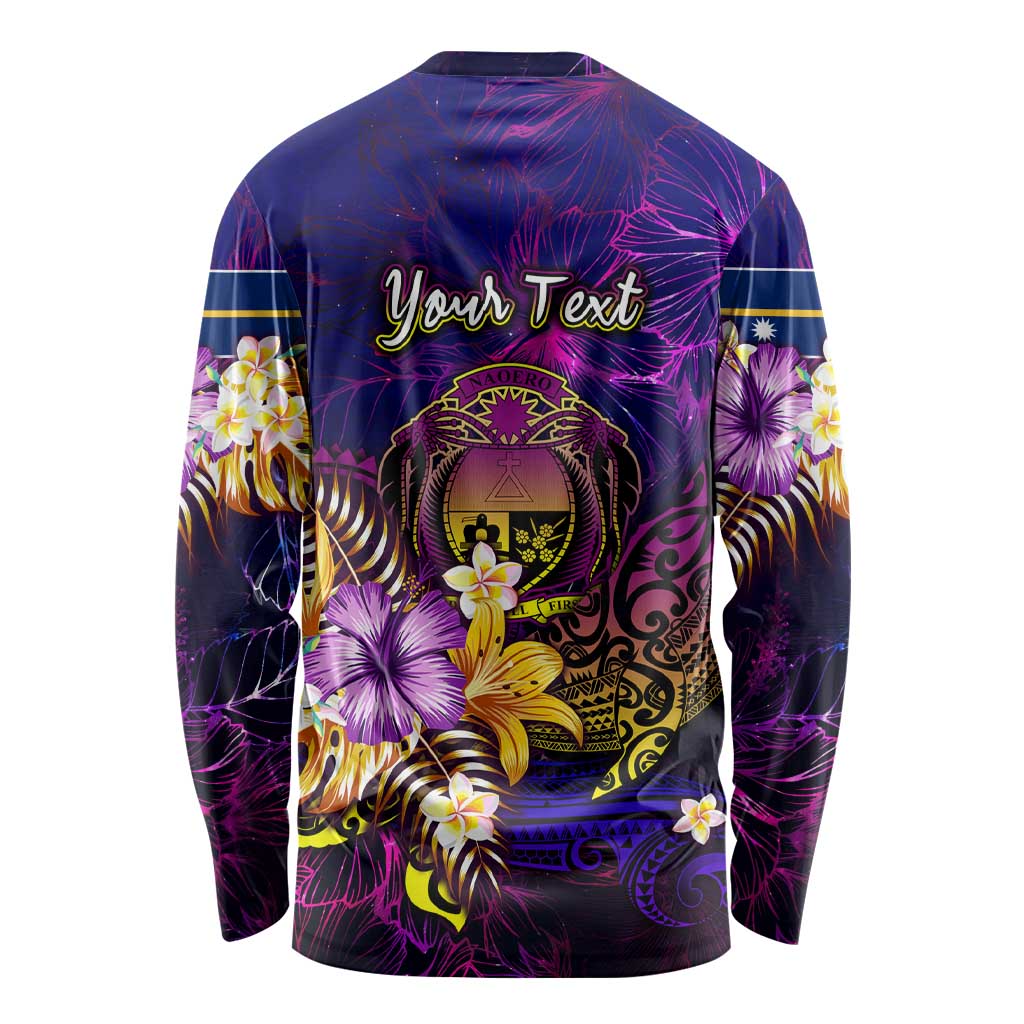 Nauru Long Sleeve Shirt Whale Hibiscus Polynesian