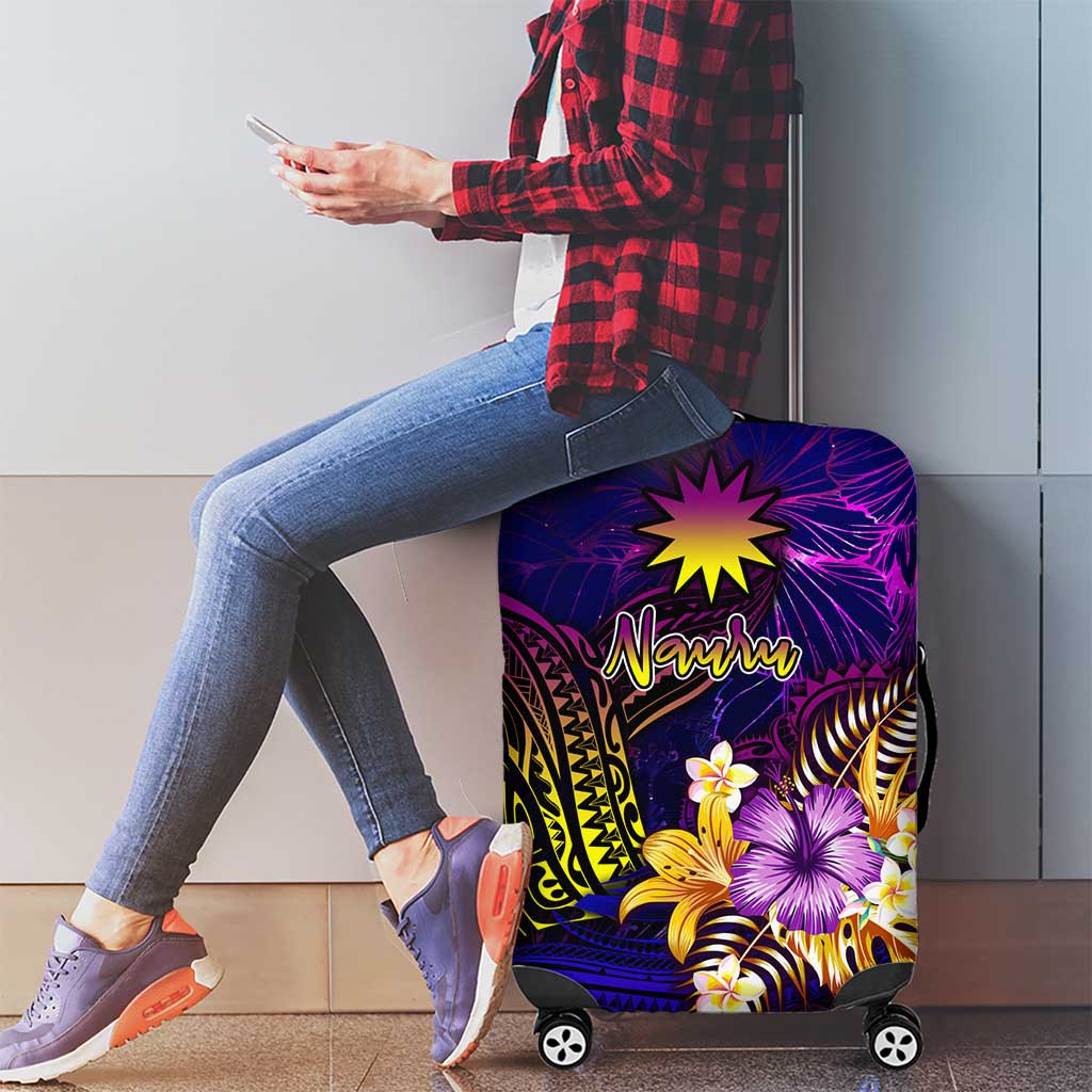 Nauru Luggage Cover Whale Hibiscus Polynesian