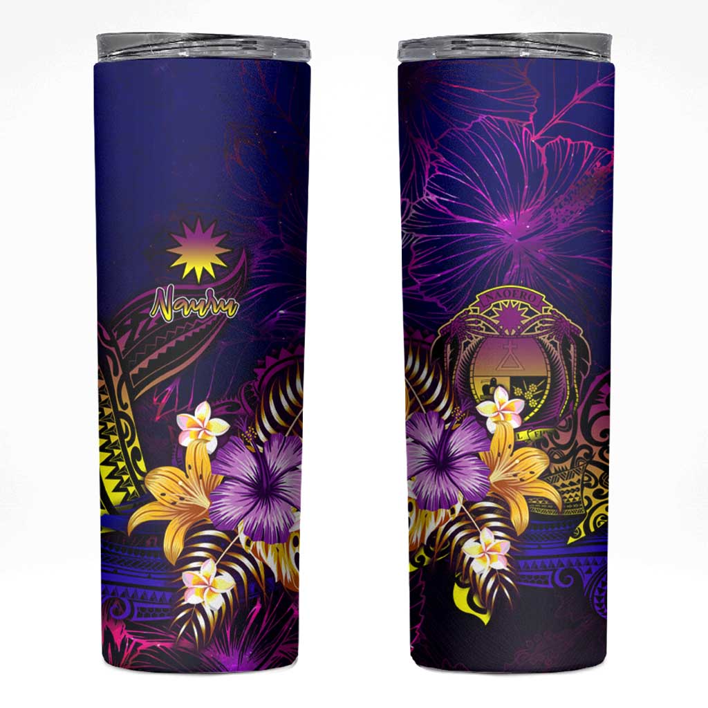 Nauru Skinny Tumbler Whale Hibiscus Polynesian DT02 Purple - Polynesian Pride