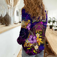 Nauru Women Casual Shirt Whale Hibiscus Polynesian