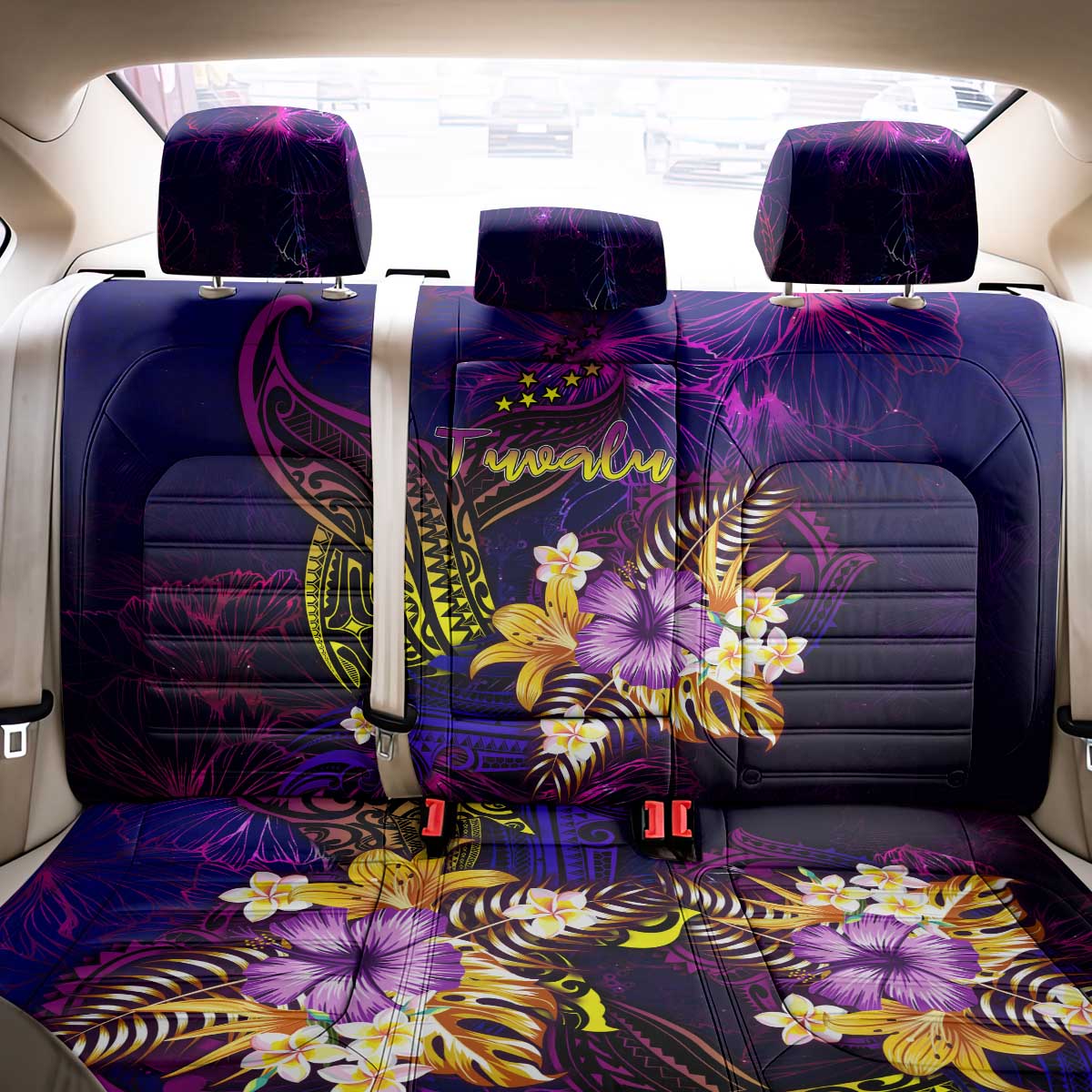 Tuvalu Back Car Seat Cover Whale Hibiscus Polynesian