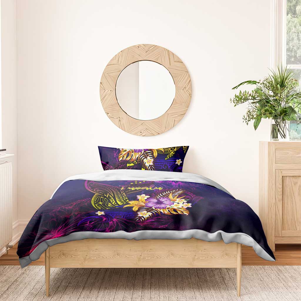 Tuvalu Bedding Set Whale Hibiscus Polynesian