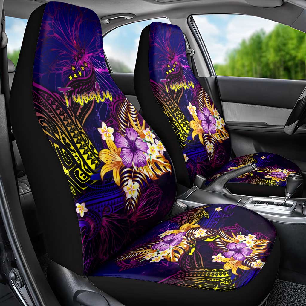 Tuvalu Car Seat Cover Whale Hibiscus Polynesian