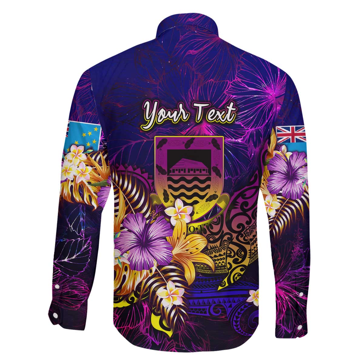 Tuvalu Family Matching Off The Shoulder Long Sleeve Dress and Hawaiian Shirt Whale Hibiscus Polynesian