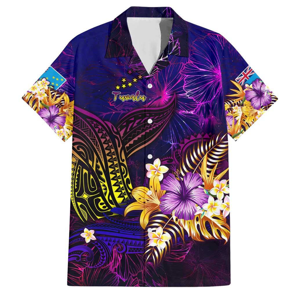 Tuvalu Family Matching Short Sleeve Bodycon Dress and Hawaiian Shirt Whale Hibiscus Polynesian