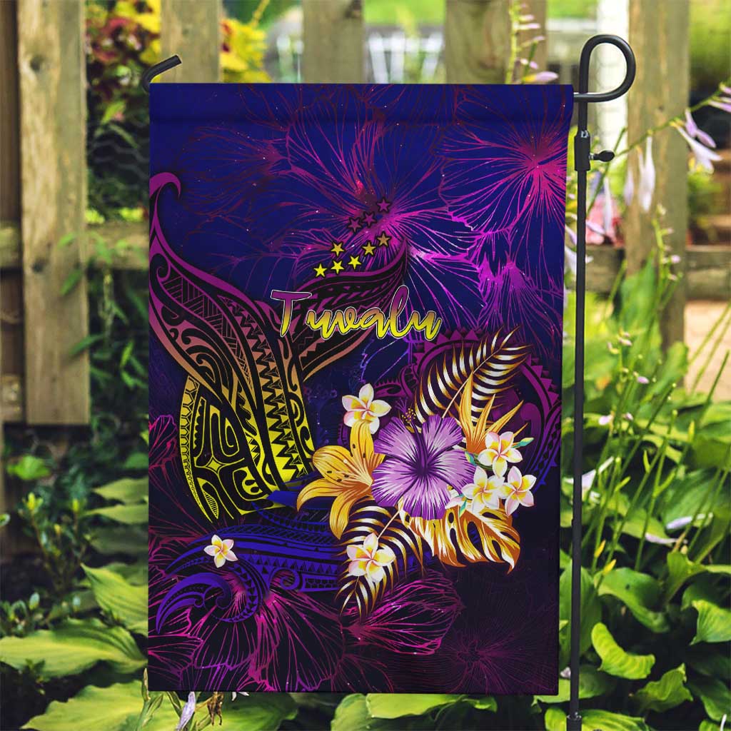 Tuvalu Garden Flag Whale Hibiscus Polynesian
