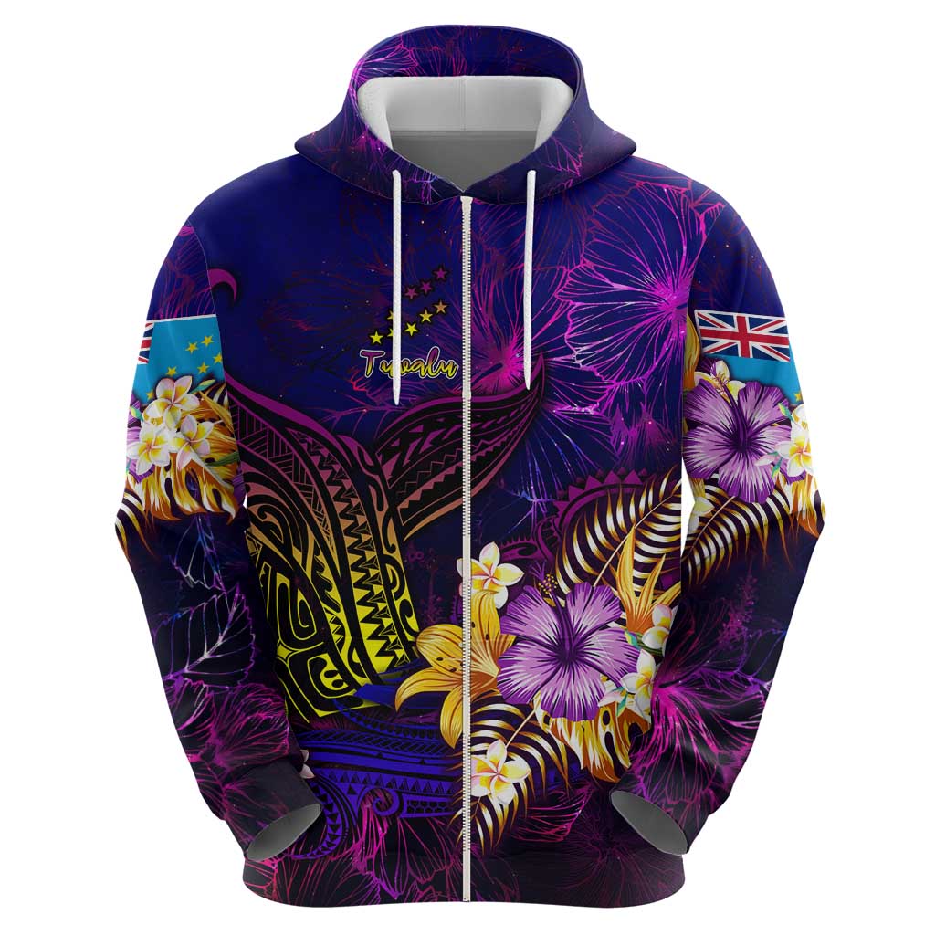 Tuvalu Hoodie Whale Hibiscus Polynesian DT02 - Polynesian Pride