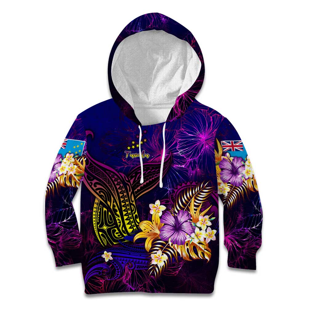Tuvalu Kid Hoodie Whale Hibiscus Polynesian