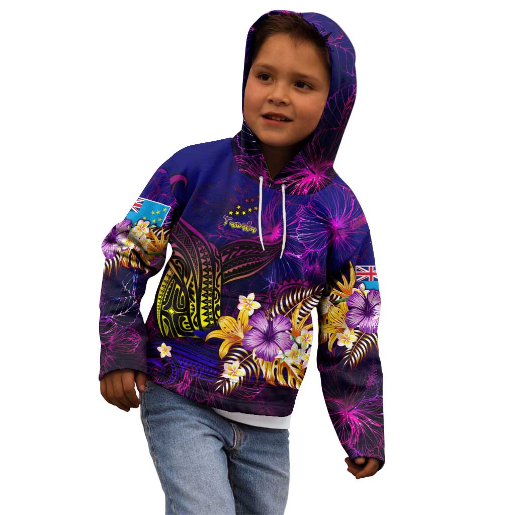 Tuvalu Kid Hoodie Whale Hibiscus Polynesian