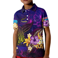 Tuvalu Kid Polo Shirt Whale Hibiscus Polynesian