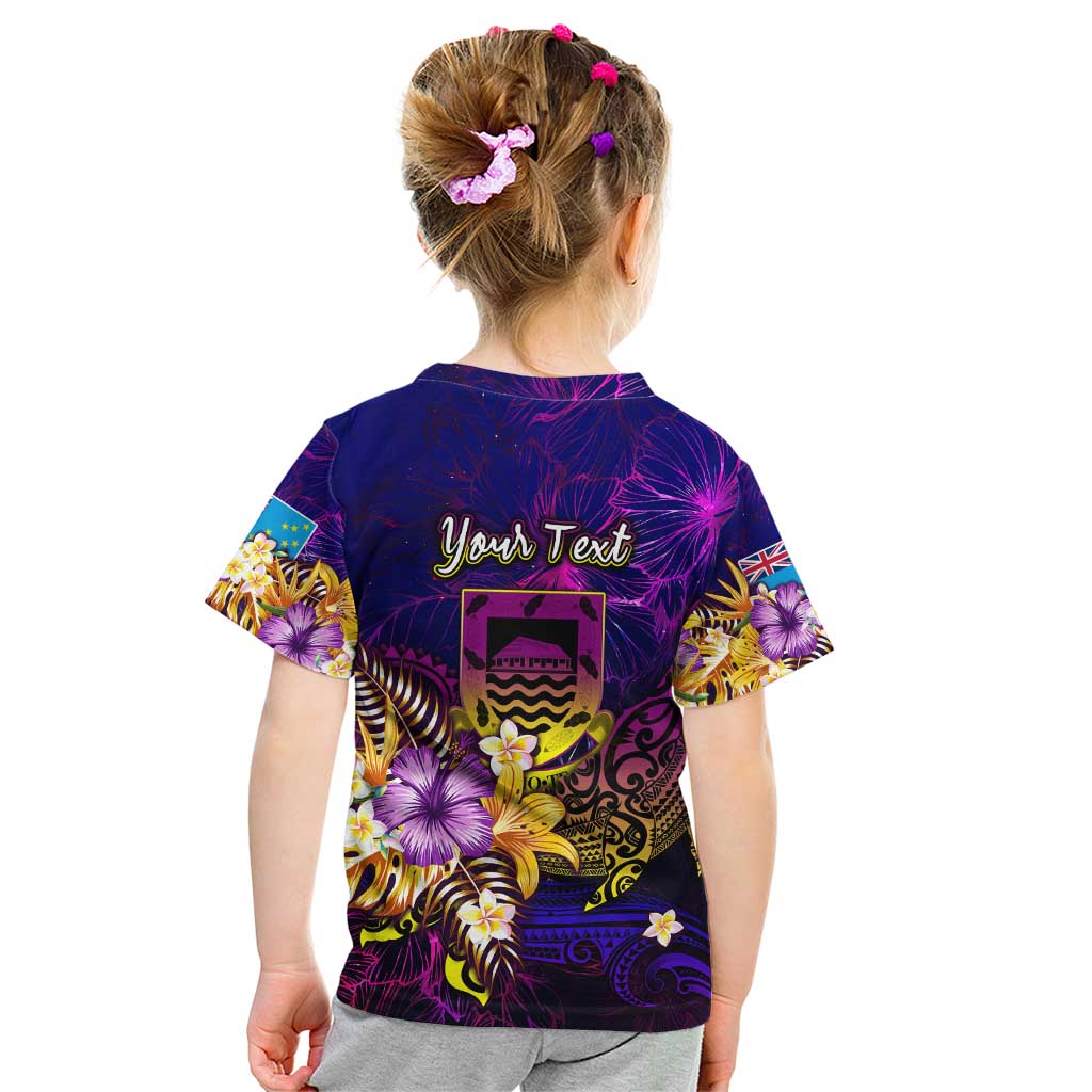 Tuvalu Kid T Shirt Whale Hibiscus Polynesian