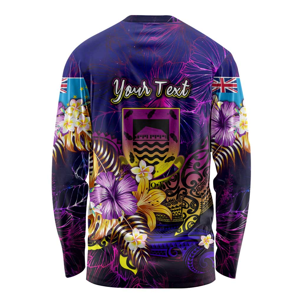 Tuvalu Long Sleeve Shirt Whale Hibiscus Polynesian