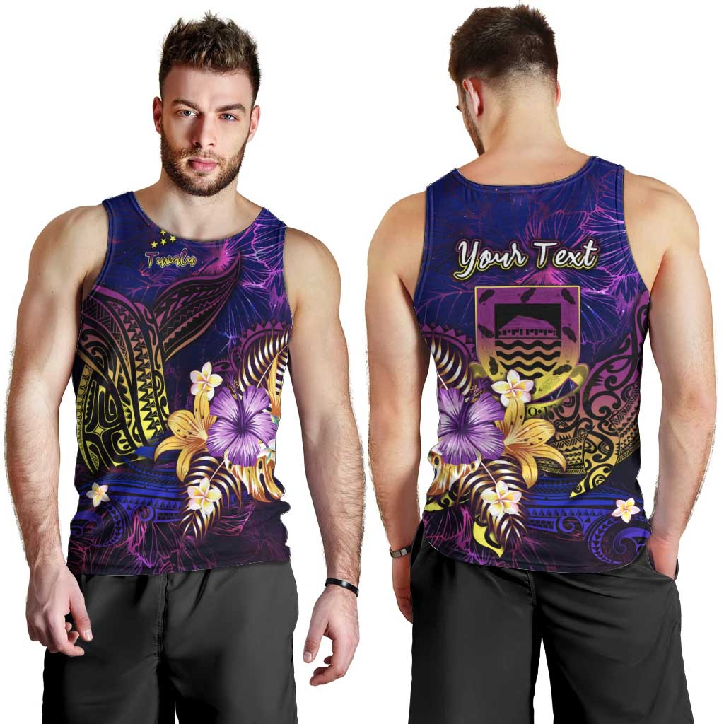 Tuvalu Men Tank Top Whale Hibiscus Polynesian