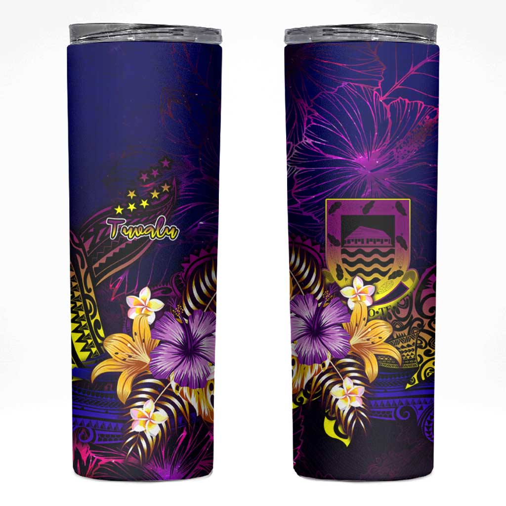 Tuvalu Skinny Tumbler Whale Hibiscus Polynesian DT02 Purple - Polynesian Pride
