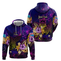 Tuvalu Zip Hoodie Whale Hibiscus Polynesian