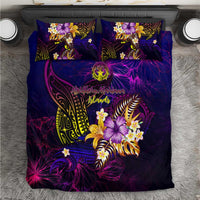 Northern Mariana Islands Bedding Set Whale Hibiscus Polynesian DT02 Purple - Polynesian Pride