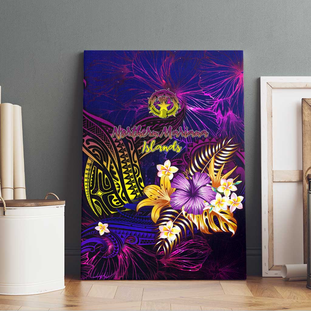 Northern Mariana Islands Canvas Wall Art Whale Hibiscus Polynesian