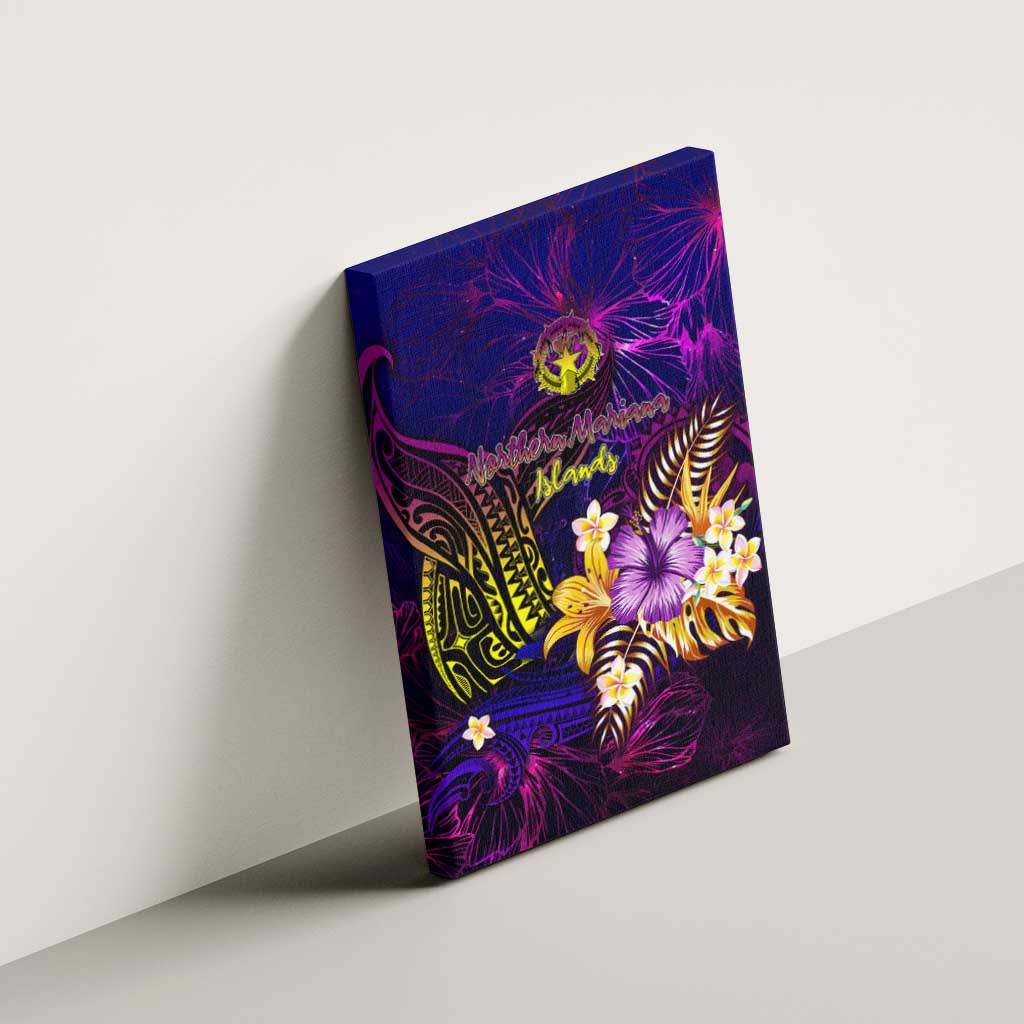 Northern Mariana Islands Canvas Wall Art Whale Hibiscus Polynesian