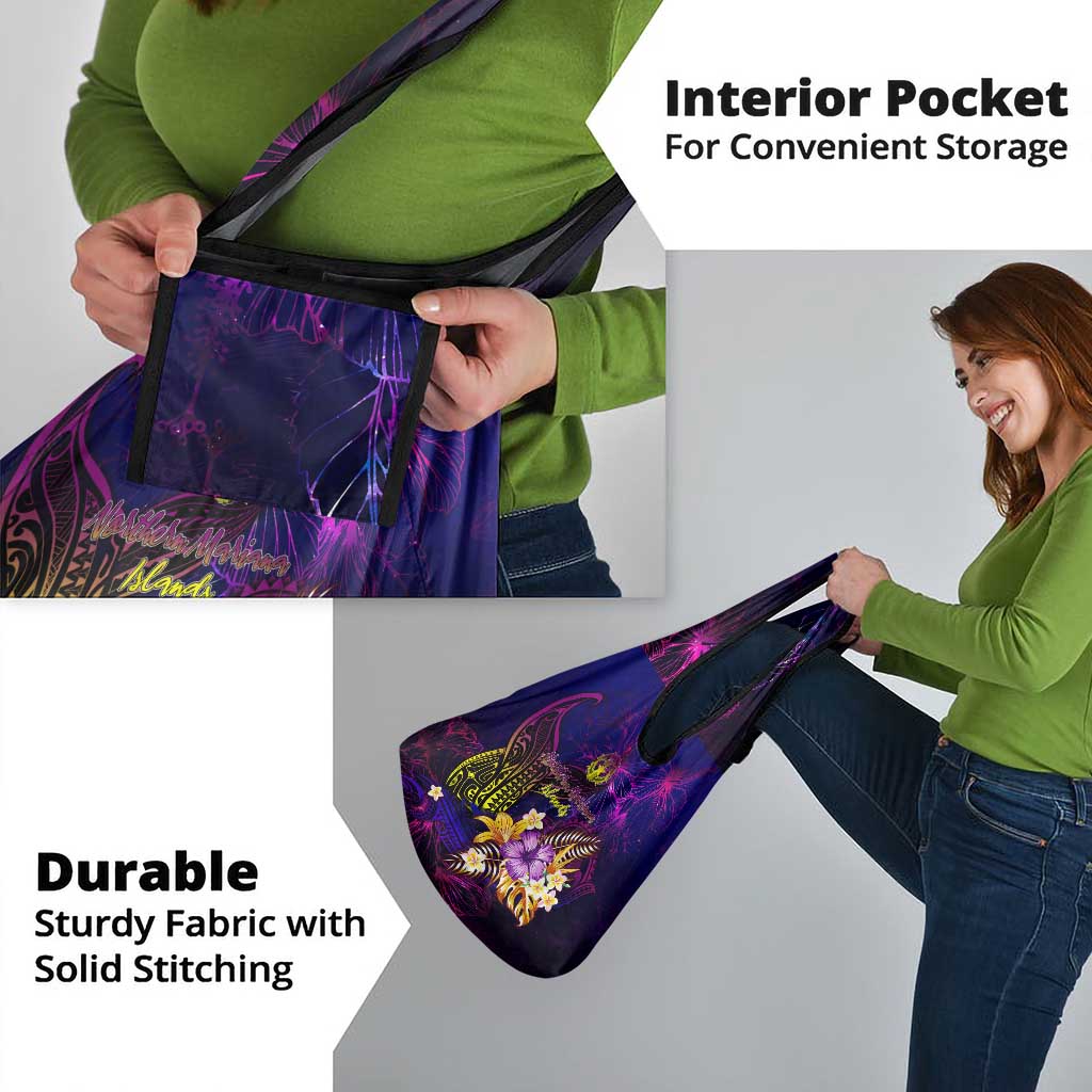 Northern Mariana Islands Grocery Bag Whale Hibiscus Polynesian